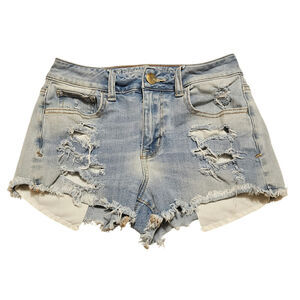 American Eagle Jean Y2K Mirco Shorts 360 Super Stretch Hi-Rise Shortie Size 0